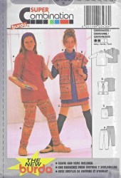 3436 GIRLS L.S. TOPS, VESTEE, BOTTOMS PATTERN 8-13 JR